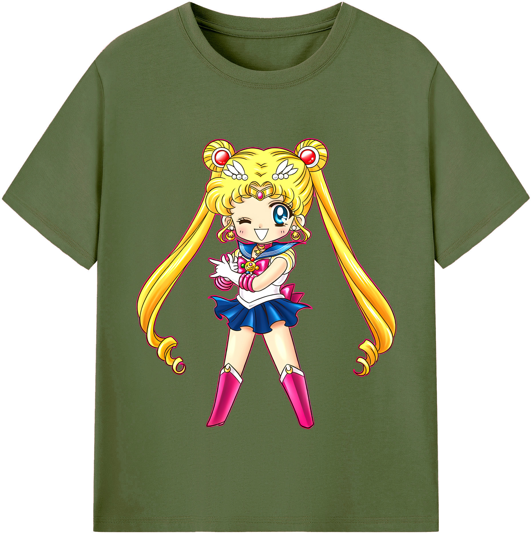 （画像用） 美少女戦士セーラームーン 月野 うさぎ つきの うさぎ Sailor Moon Tsukino Usagi 綿100％半袖Tシャツ（フロントプリント）